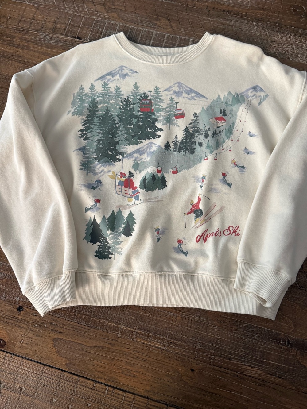 American Eagle Cream 'Après Ski' Holiday Sweatshirt Size Small
